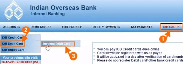 IOB ATM Block, How to Block IOB ATM Card, Block my IOB ATM Card by SMS